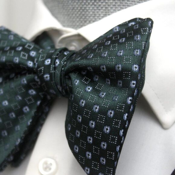 NWT Men's Self tied Bow Tie Forest Green Silk Butterfly Bowtie big bow tie S551 - Picture 1 of 15